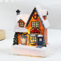 HKM-378643 Luminous Cartoon Resin Small House Christmas Ornaments for Festive Decor