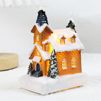 HKM-378643 Luminous Cartoon Resin Small House Christmas Ornaments for Festive Decor