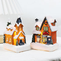 HKM-378643 Luminous Cartoon Resin Small House Christmas Ornaments for Festive Decor