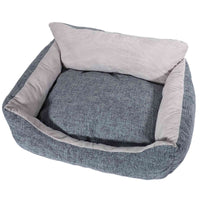 HKM-378707 Cozy Deep Sleeping Kennel Mat for Small and Medium Pets in Light Gray and Dark Gray Slub Hemp