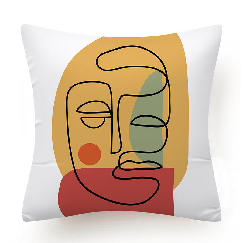 HKM-378899 Modern Minimalist Geometric Linen Pillowcase - Abstract Cushion Cover 45x45cm