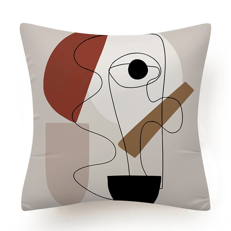 HKM-378899 Modern Minimalist Geometric Linen Pillowcase - Abstract Cushion Cover 45x45cm