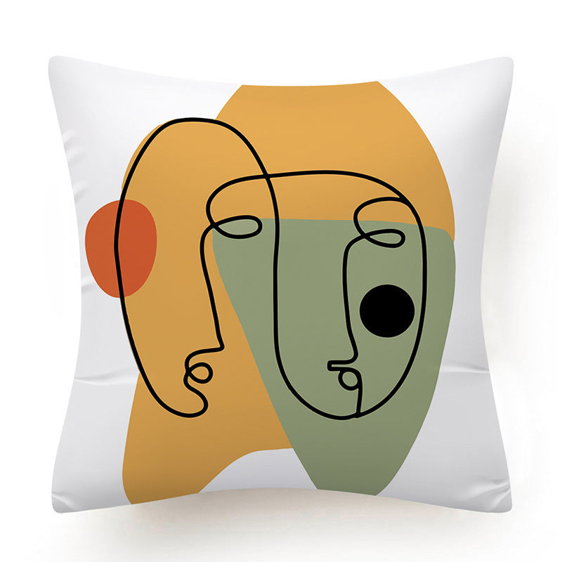 HKM-378899 Modern Minimalist Geometric Linen Pillowcase - Abstract Cushion Cover 45x45cm