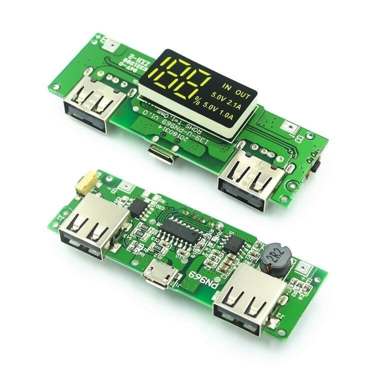 HKM-379027 Portable Lithium Battery Charging Module with LED Digital Display – Supports 3 USB Cables