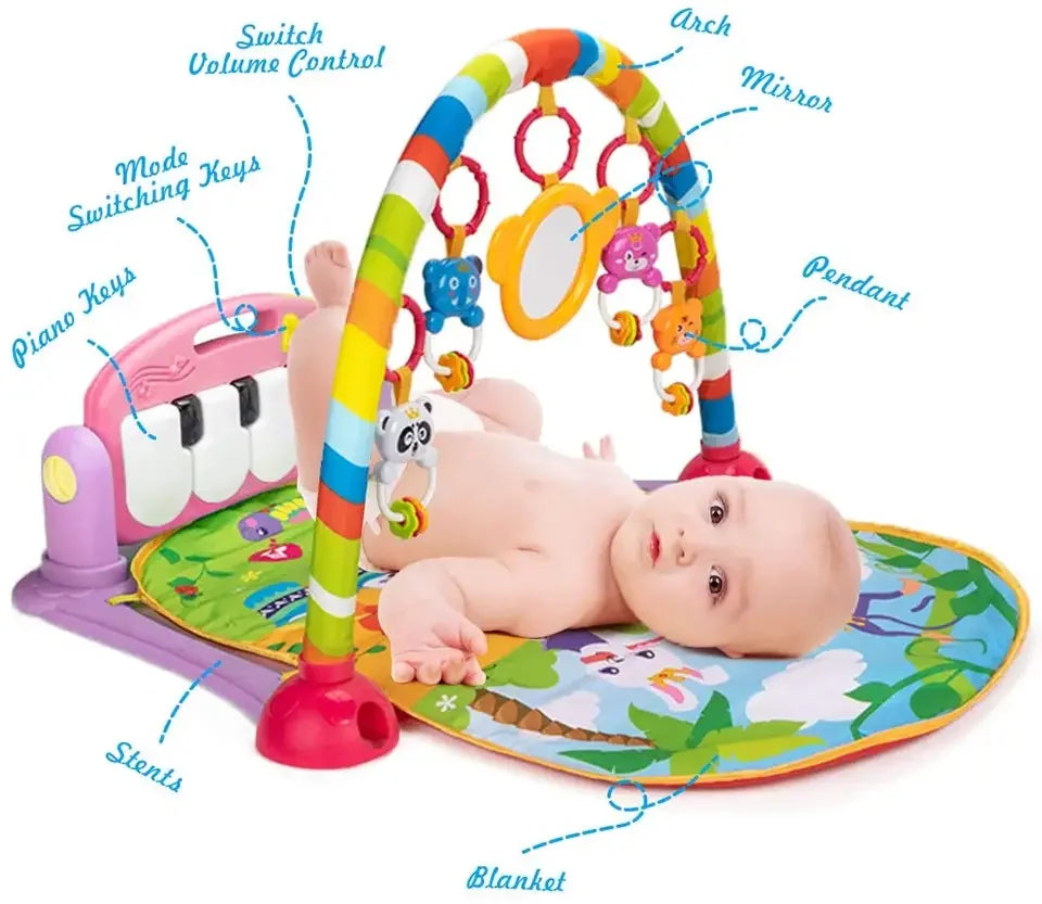 HKM-379155 Musical Baby Play Mat Gym with Soft Play Rack for Toddler Girls and Boys Ages 2-4