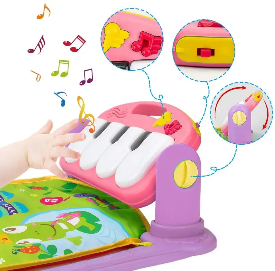 HKM-379155 Musical Baby Play Mat Gym with Soft Play Rack for Toddler Girls and Boys Ages 2-4