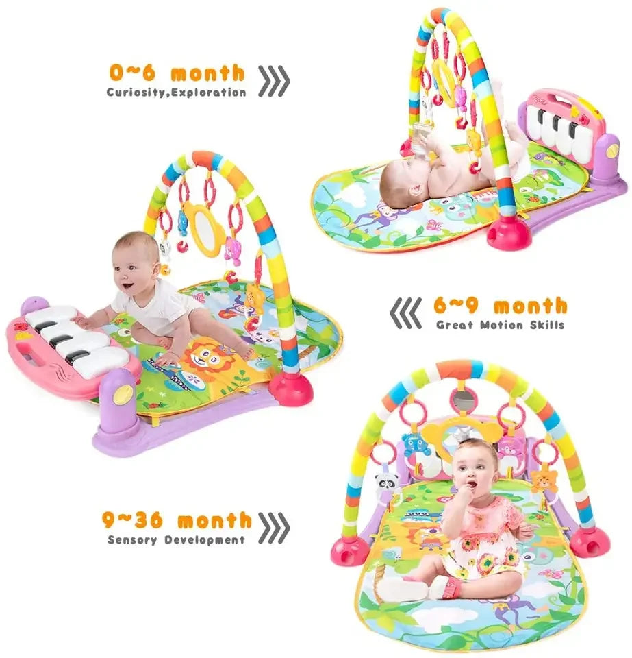 HKM-379155 Musical Baby Play Mat Gym with Soft Play Rack for Toddler Girls and Boys Ages 2-4