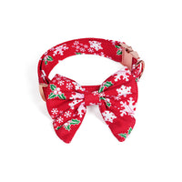 HKM-379219 Pure Cotton Pet Necklace with Christmas Flower and Removable Bow Tie - Various Sizes Available