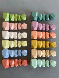HKM-379347 Rainbow Wooden Stacking Blocks - Montessori Educational Toy for Kids 2-14 Years