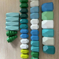 HKM-379347 Rainbow Wooden Stacking Blocks - Montessori Educational Toy for Kids 2-14 Years