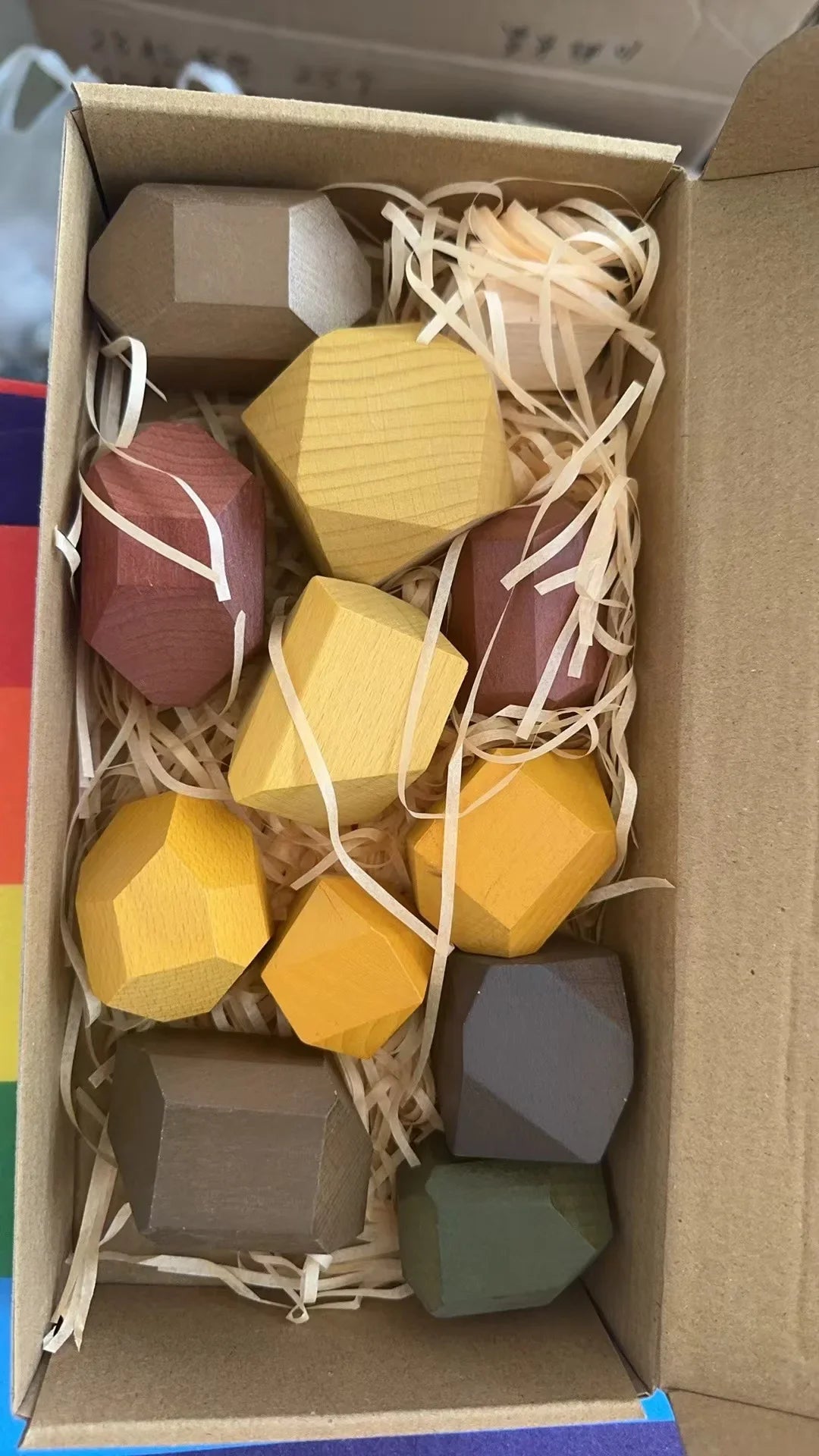 HKM-379347 Rainbow Wooden Stacking Blocks - Montessori Educational Toy for Kids 2-14 Years