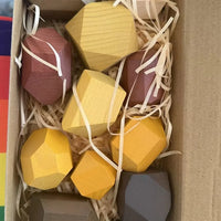 HKM-379347 Rainbow Wooden Stacking Blocks - Montessori Educational Toy for Kids 2-14 Years