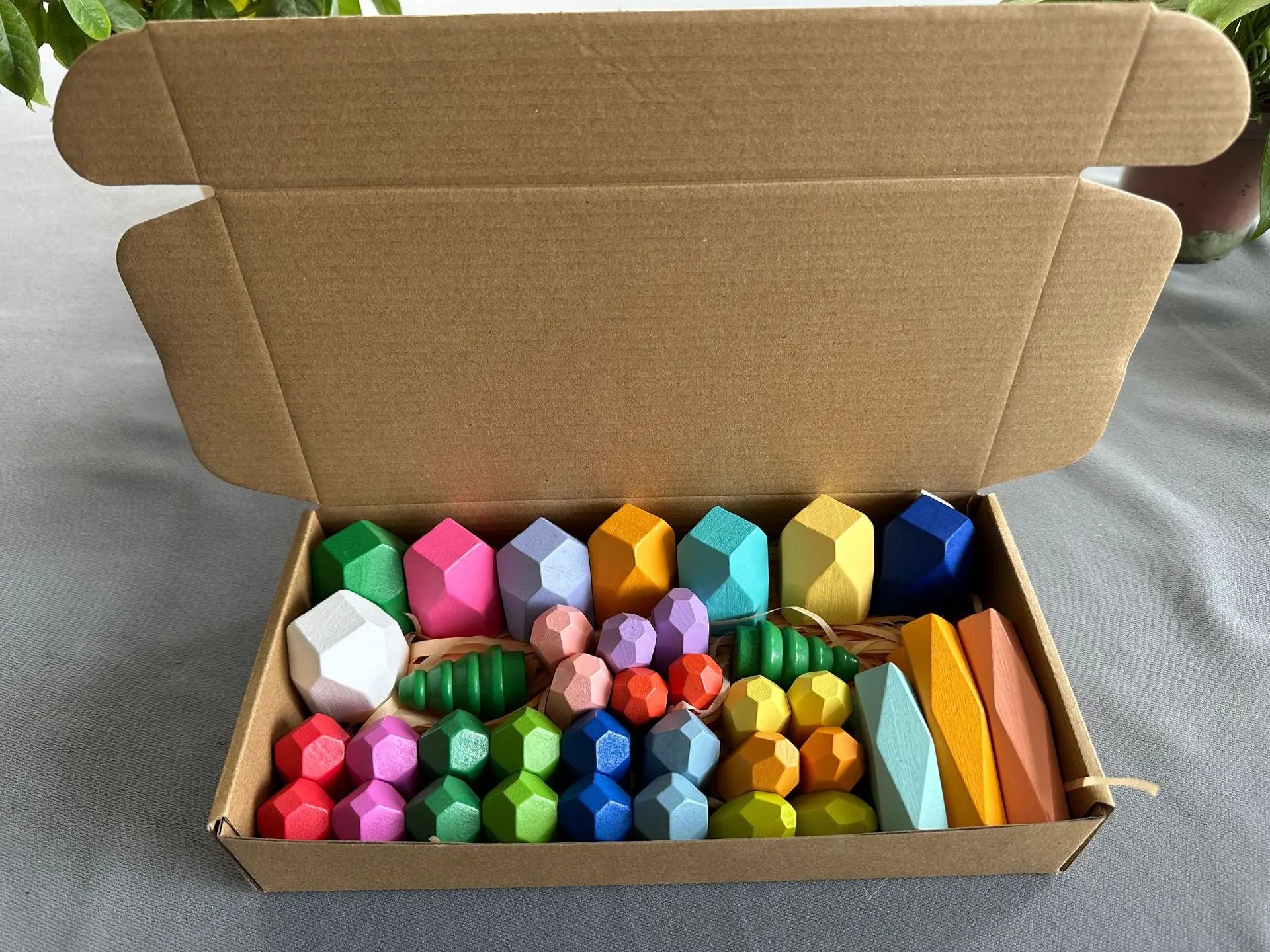 HKM-379347 Rainbow Wooden Stacking Blocks - Montessori Educational Toy for Kids 2-14 Years