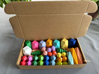 HKM-379347 Rainbow Wooden Stacking Blocks - Montessori Educational Toy for Kids 2-14 Years