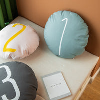 HKM-379411 Cotton Canvas Round Pillow Cushion with PP Cotton Filling - Modern Style in Multiple Colors