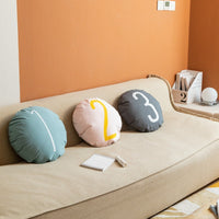 HKM-379411 Cotton Canvas Round Pillow Cushion with PP Cotton Filling - Modern Style in Multiple Colors