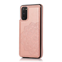 HKM-379603 Double Buckle Floral Embossed Wallet Phone Case - Compatible with Multiple Models