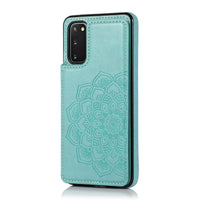 HKM-379603 Double Buckle Floral Embossed Wallet Phone Case - Compatible with Multiple Models