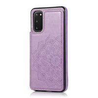 HKM-379603 Double Buckle Floral Embossed Wallet Phone Case - Compatible with Multiple Models