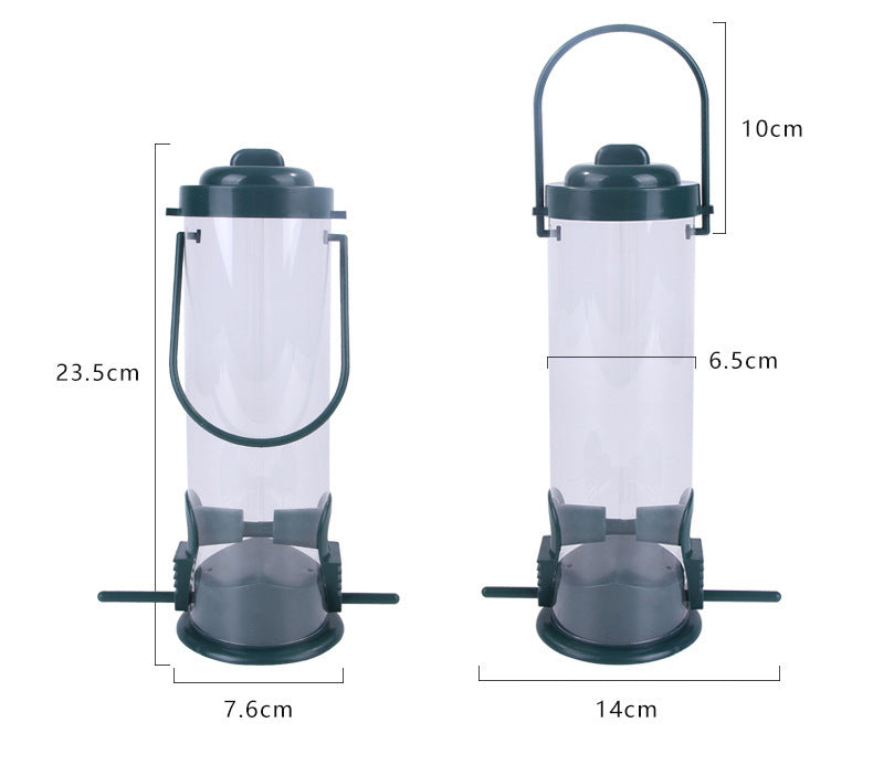 HKM-379603 Hanging Plastic Bird Feeder for Outdoor Gardens - 7.6x23.5 cm Food Dispenser