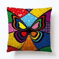 HKM-379795 Butterfly Pattern Cotton Linen Pillowcase, European Classical Cushion Cover 45x45cm