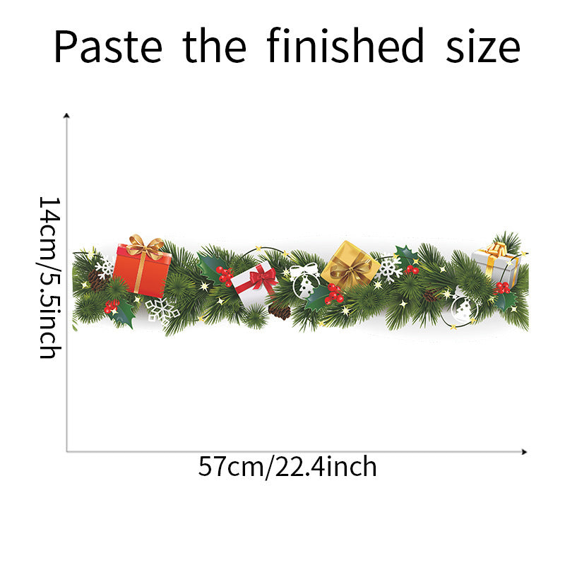HKM-379795 Christmas Pine Branch Wall Sticker for Home Decoration, PVC, 16*59cm