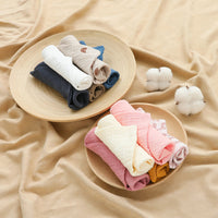 HKM-379923 Crepe Baby Gauze Saliva Towel Set - 5PCs in White, Yellow, Rainbow