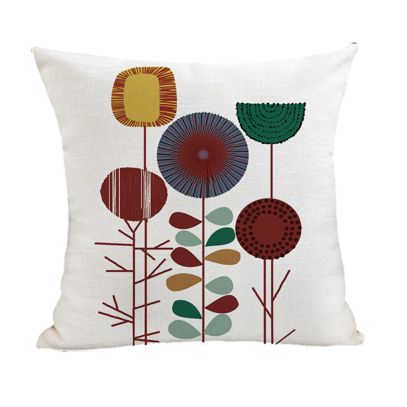 HKM-380051 Geometric Abstract Linen and Cotton Throw Pillow Cover - 45x45cm