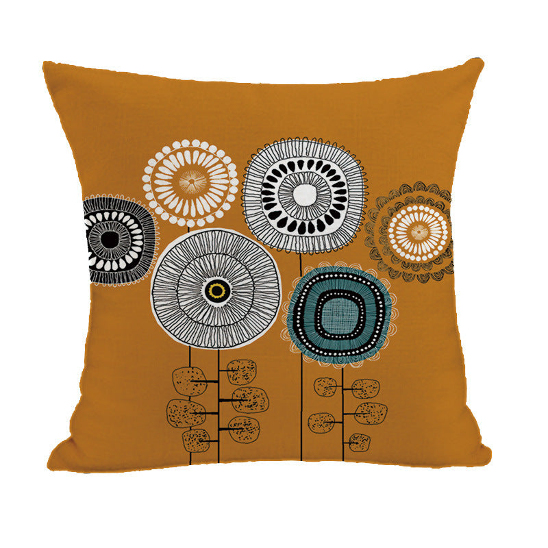HKM-380051 Geometric Abstract Linen and Cotton Throw Pillow Cover - 45x45cm