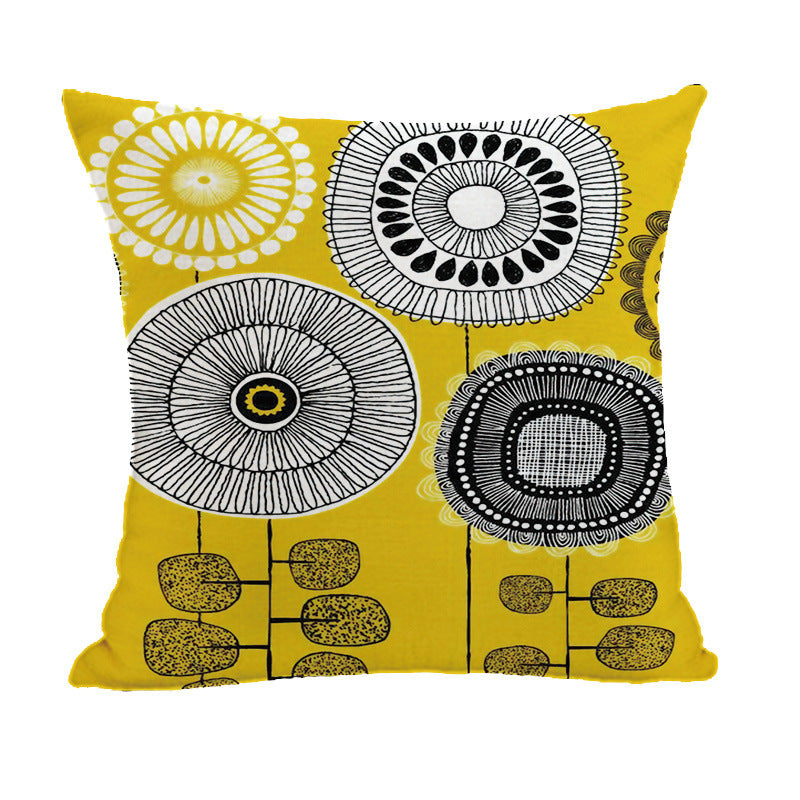HKM-380051 Geometric Abstract Linen and Cotton Throw Pillow Cover - 45x45cm