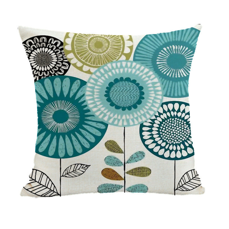HKM-380051 Geometric Abstract Linen and Cotton Throw Pillow Cover - 45x45cm