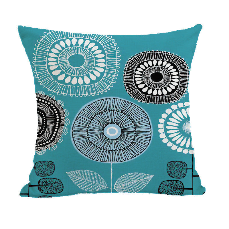 HKM-380051 Geometric Abstract Linen and Cotton Throw Pillow Cover - 45x45cm