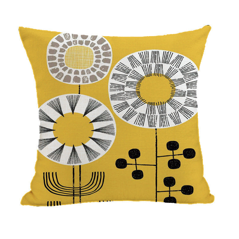 HKM-380051 Geometric Abstract Linen and Cotton Throw Pillow Cover - 45x45cm