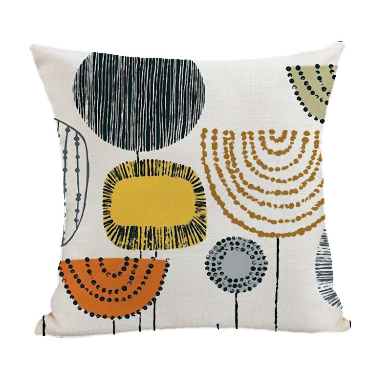 HKM-380051 Geometric Abstract Linen and Cotton Throw Pillow Cover - 45x45cm