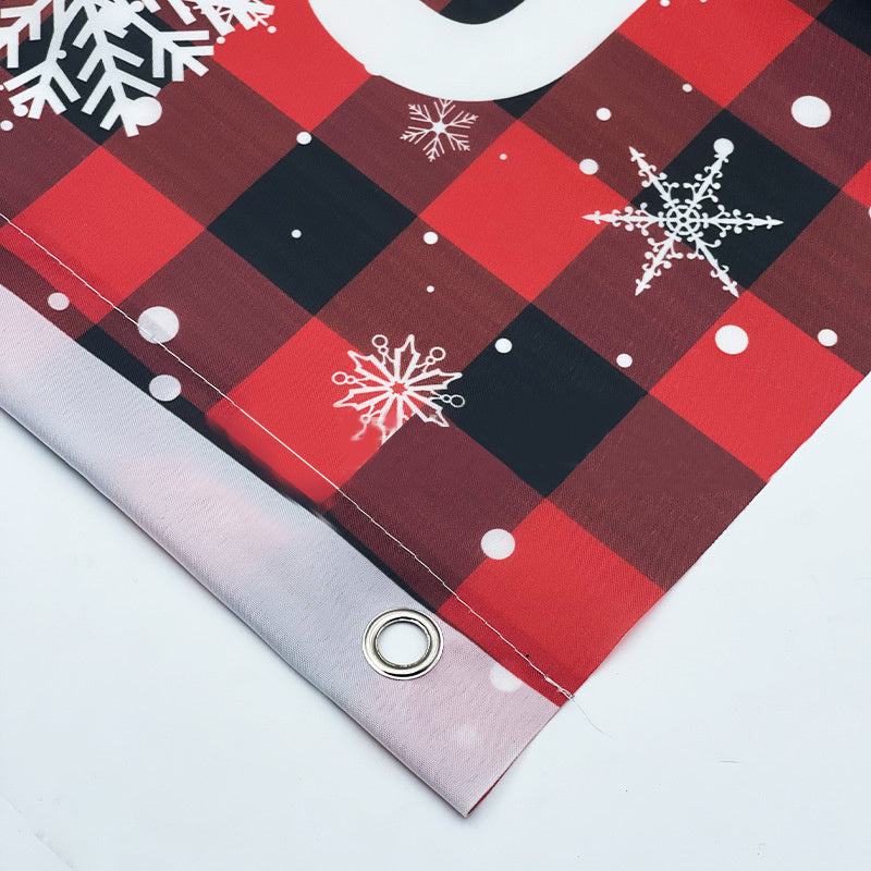 HKM-380115 New Year Festival Decorative Flag Banners - Happy 2024, 30x180cm, Spring Buds Material