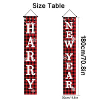 HKM-380115 New Year Festival Decorative Flag Banners - Happy 2024, 30x180cm, Spring Buds Material