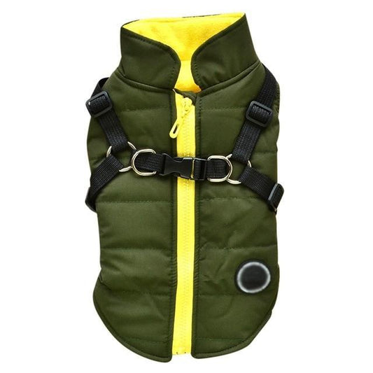 HKM-380179 Cozy Dog Zipper Jacket with Leash Harness for Autumn and Winter Wear