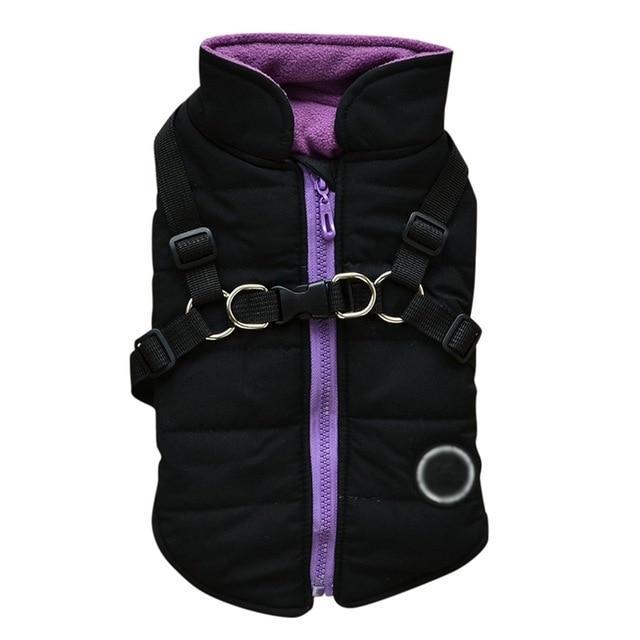 HKM-380179 Cozy Dog Zipper Jacket with Leash Harness for Autumn and Winter Wear