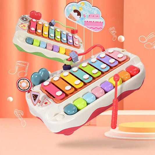 HKM-380243 Colorful Hand Knock Xylophone Mini Piano Educational Musical Toy for Kids Age 6 Months and Up