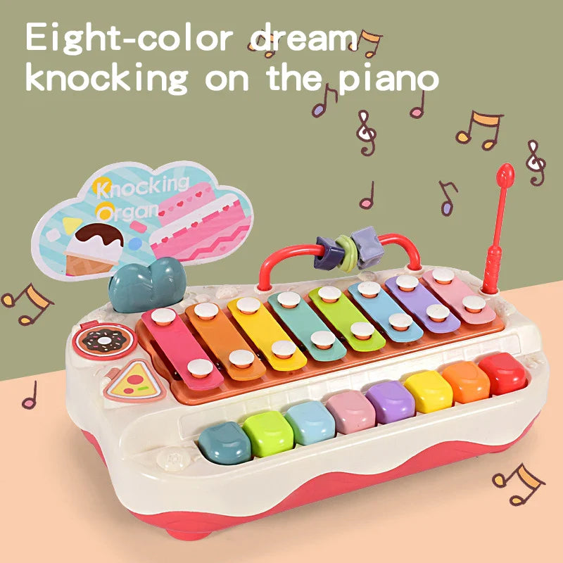HKM-380243 Colorful Hand Knock Xylophone Mini Piano Educational Musical Toy for Kids Age 6 Months and Up