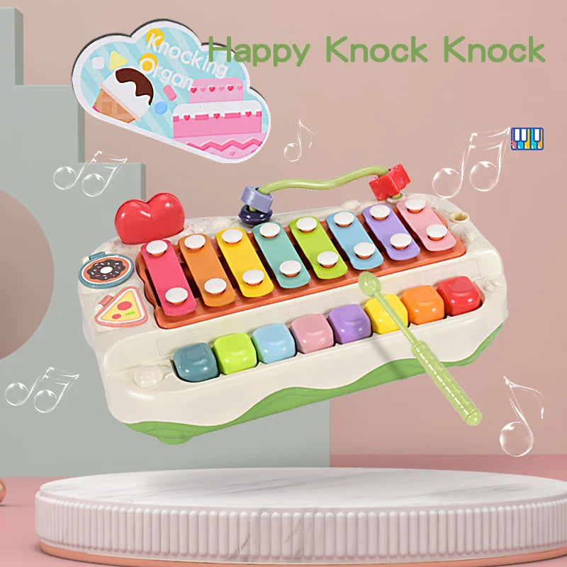 HKM-380243 Colorful Hand Knock Xylophone Mini Piano Educational Musical Toy for Kids Age 6 Months and Up