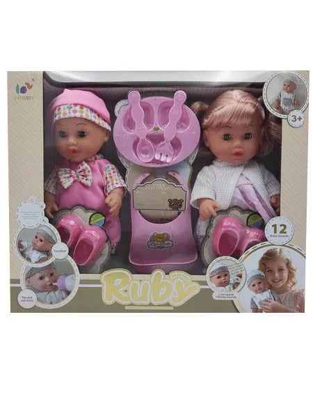 HKM-380307 12-Inch Soft Silicone Baby Doll with Diaper, Bottle, and Accessories for Ages 2-7