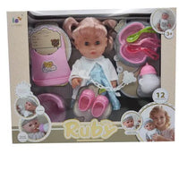 HKM-380307 12-Inch Soft Silicone Baby Doll with Diaper, Bottle, and Accessories for Ages 2-7