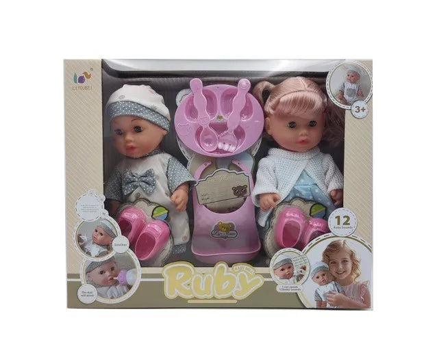 HKM-380307 12-Inch Soft Silicone Baby Doll with Diaper, Bottle, and Accessories for Ages 2-7