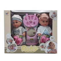 HKM-380307 12-Inch Soft Silicone Baby Doll with Diaper, Bottle, and Accessories for Ages 2-7