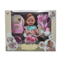 HKM-380307 12-Inch Soft Silicone Baby Doll with Diaper, Bottle, and Accessories for Ages 2-7