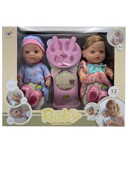 HKM-380307 12-Inch Soft Silicone Baby Doll with Diaper, Bottle, and Accessories for Ages 2-7