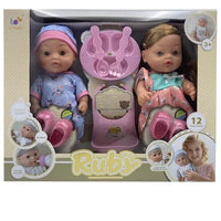 HKM-380307 12-Inch Soft Silicone Baby Doll with Diaper, Bottle, and Accessories for Ages 2-7