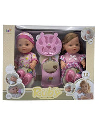 HKM-380307 12-Inch Soft Silicone Baby Doll with Diaper, Bottle, and Accessories for Ages 2-7