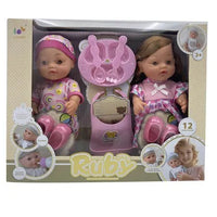 HKM-380307 12-Inch Soft Silicone Baby Doll with Diaper, Bottle, and Accessories for Ages 2-7